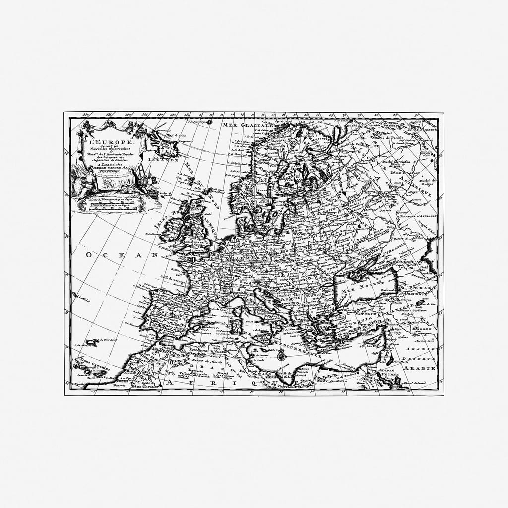 Antieke kaart van Europa — voorouders verhuisden vaak over provincie- en landsgrenzen